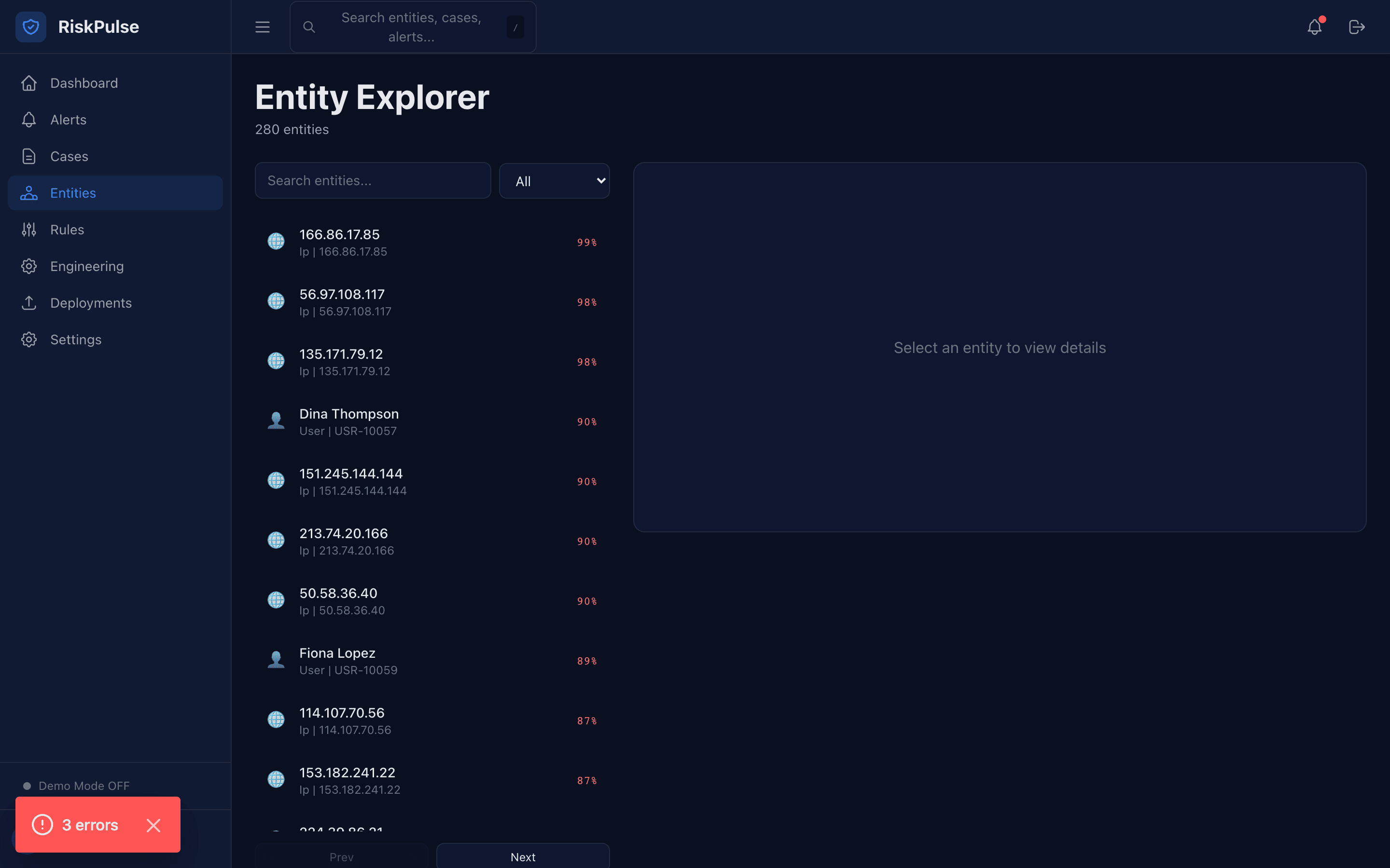 Entity explorer and graph exploration